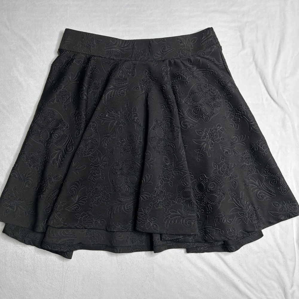 Hot Topic Black Embossed Skater Skirt